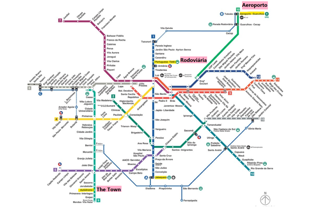 MAPA ESTAÇÕES METRO E TREM DE SÃO PAULO