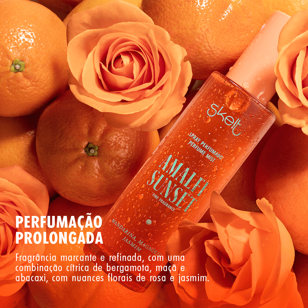 O Perfume Mist Amalfi Sunset é o produto ideal para quem não abre mão de ficar perfumada o dia inteiro. Esse item de perfumaria possui uma fragrância de longa fixação, marcante e elegante. Pode ser usado tanto durante o dia quanto à noite. Ele é leve e possui uma aplicação prática o que permite que você carregue com facilidade para todos os lugares e reaplique sempre que achar necessário. Especialmente para quem tem uma rotina agitada, já que a sua aplicação é muito simples.