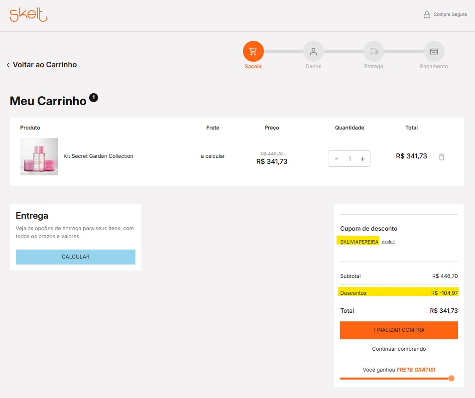 Cupom de desconto Skelt