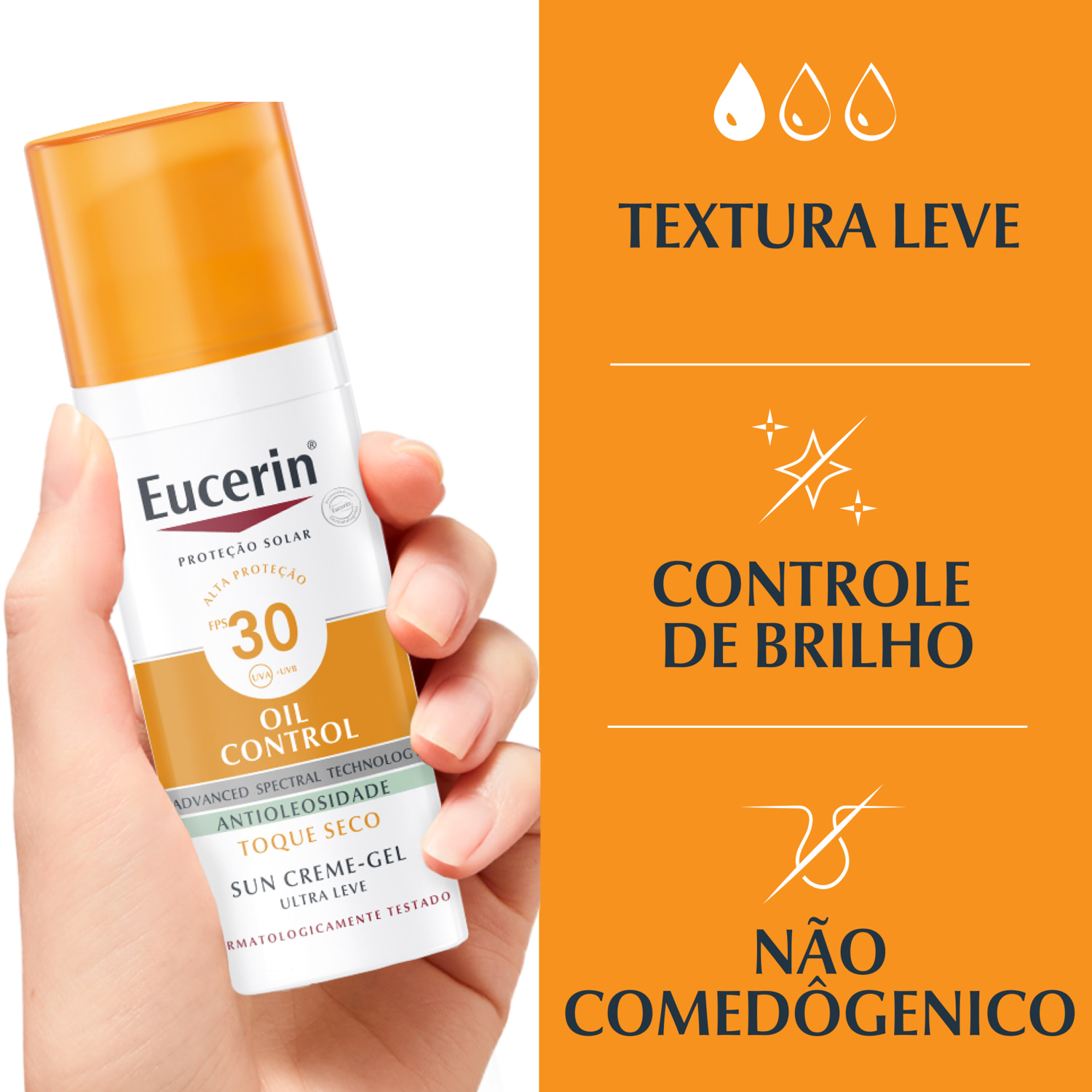 Protetor solar Eucerin com cor para peles oleosas e com tendência à acne