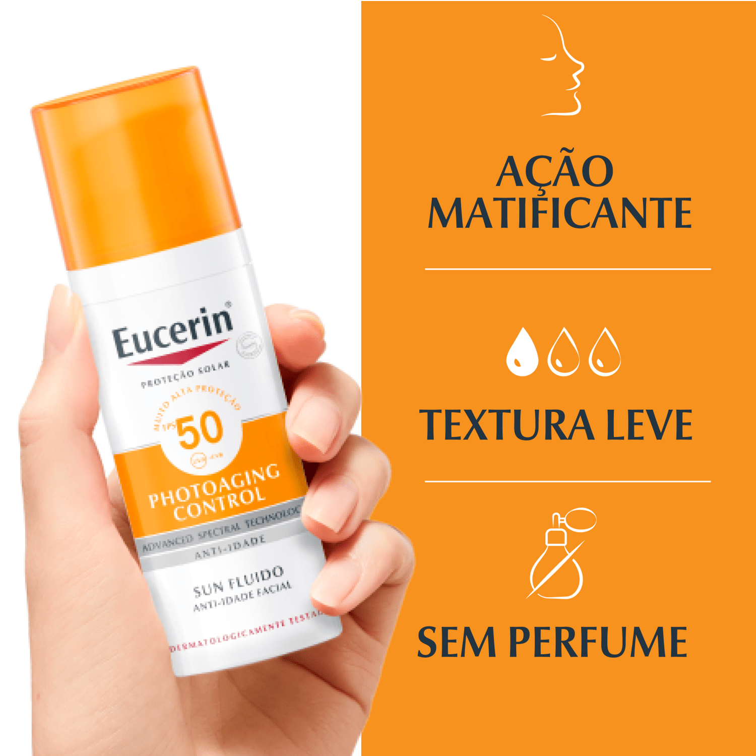 Protetor solar facial para todos os tipos de pele. Eucerin Sun Anti-Idade FPS 50 traz alta proteção, suaviza rugas e melhora a aparência da pele.