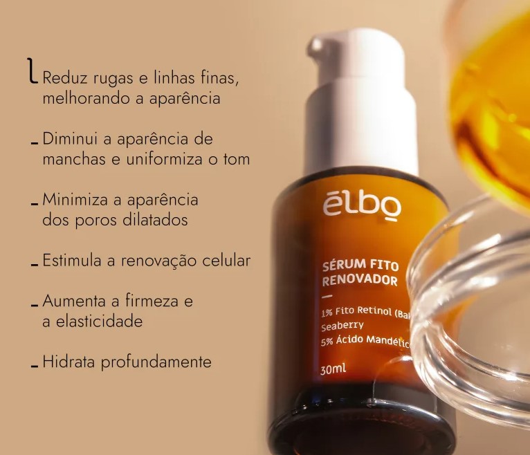 Sérum facial. Elbo Fito Renovador é ideal para todos os tipos de pele, inclusive as mais sensíveis.