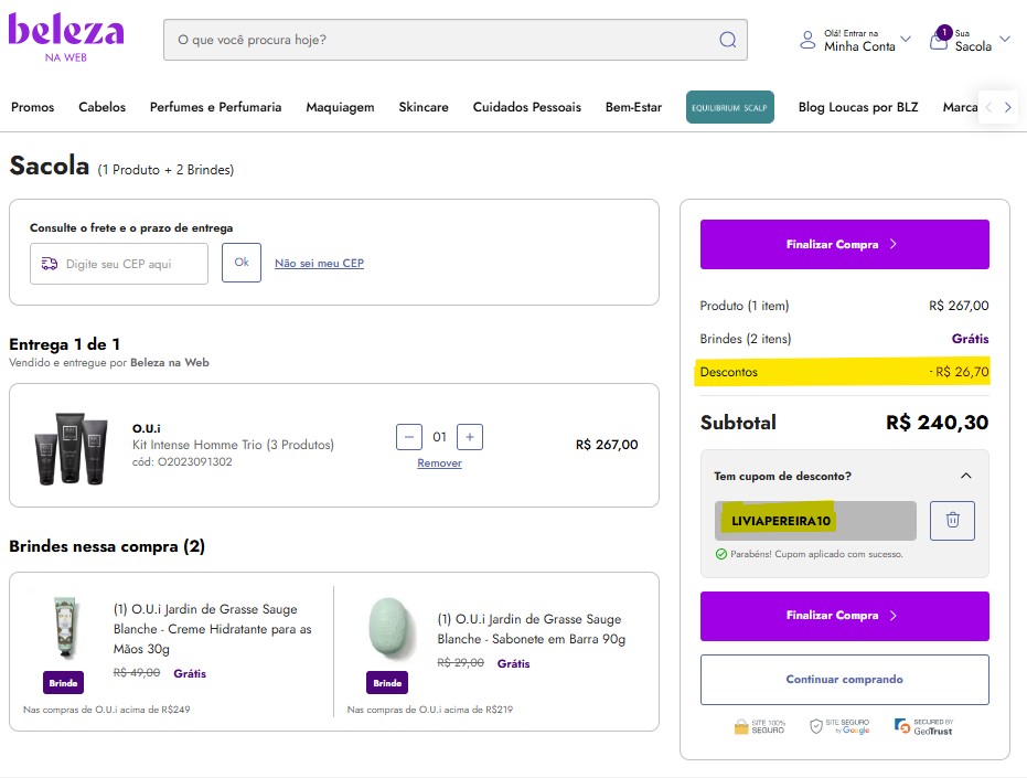carrinho de compras blz com desconto