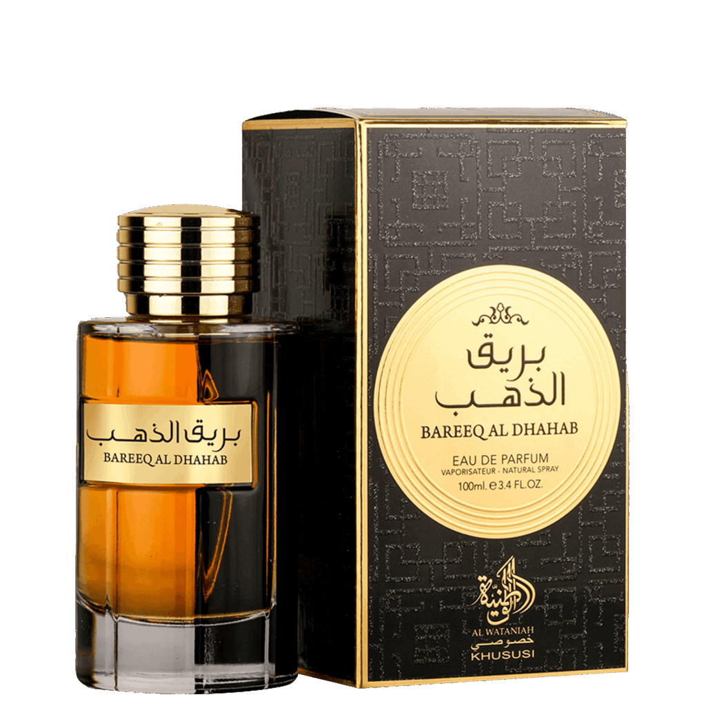 Bareeq Al Dhahab &eacute; um perfume Al Wataniah masculino oriental. Uma fragr&acirc;ncia sofisticada que exala luminosidade e sedu&ccedil;&atilde;o.