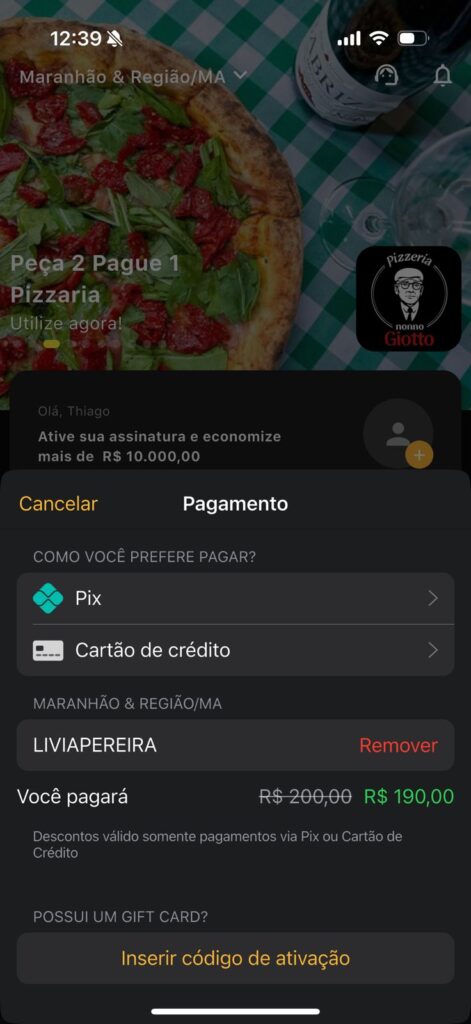 Use o cupom LIVIAPEREIRA para garantir seu desconto na assinatura Prime Gourmet.
