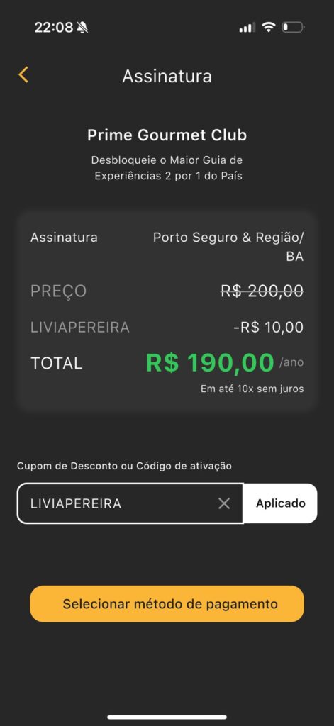 Prime Gourmet Porto Seguro cupom de desconto LIVIAPEREIRA