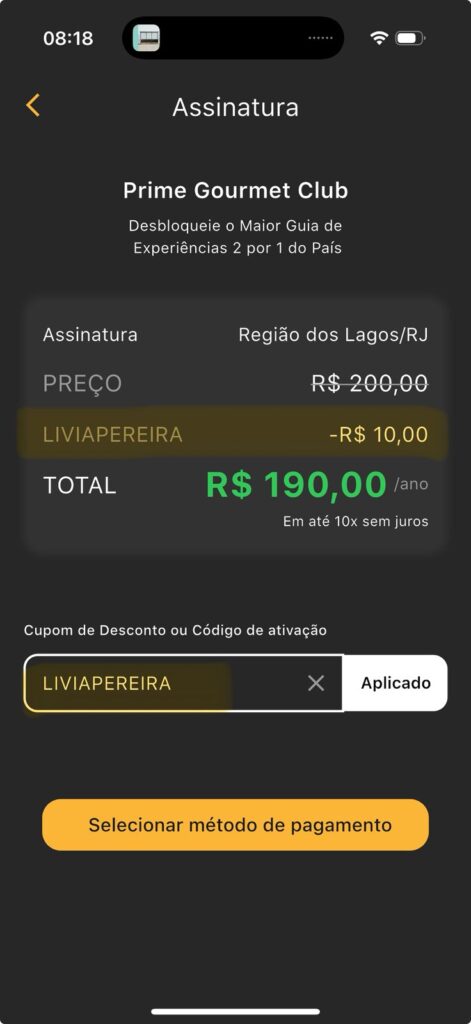 Cupom de desconto LIVIAPEREIRA para Prime Gourmet Regi&atilde;o dos Lagos RJ