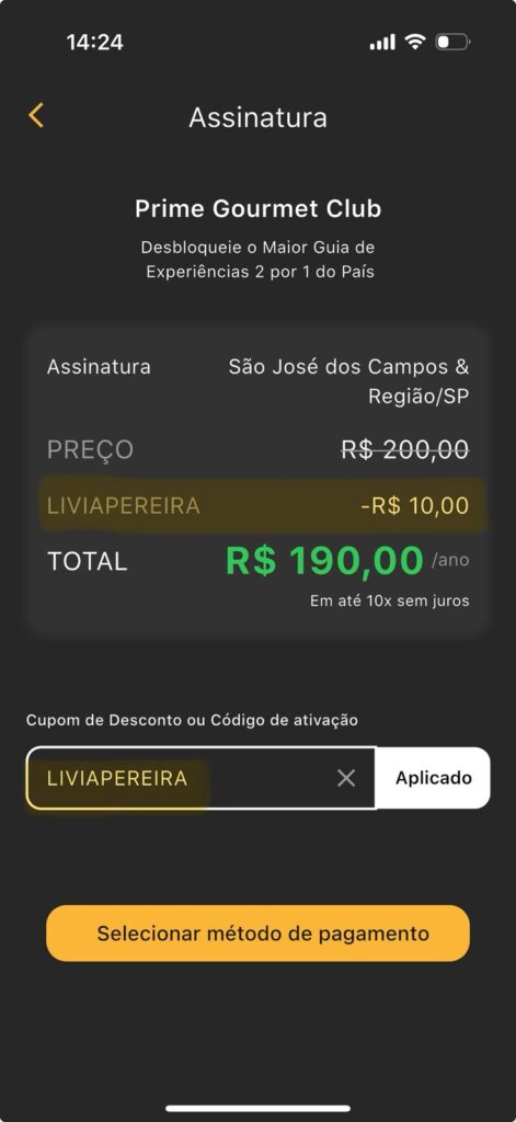 Cupom de desconto LIVIAPEREIRA para Prime Gourmet