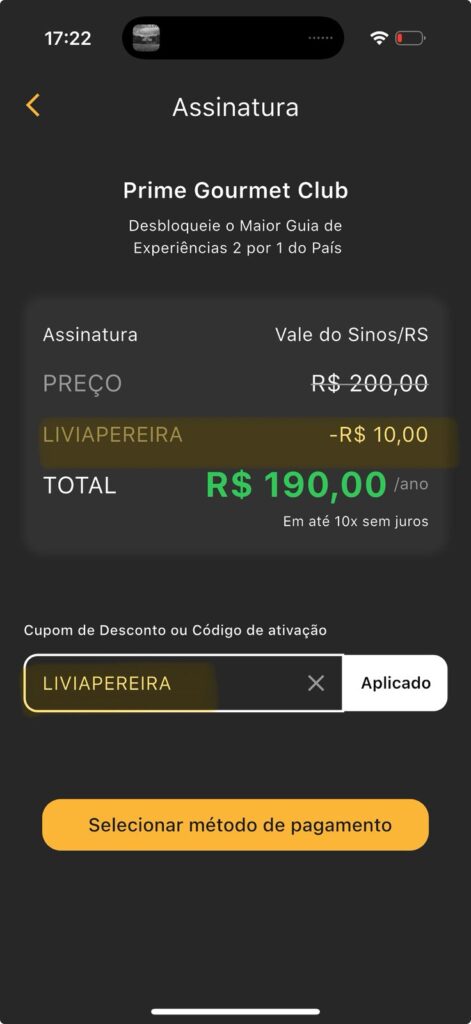 cupom LIVIAPEREIRA Prime Gourmet Vale dos Sinos