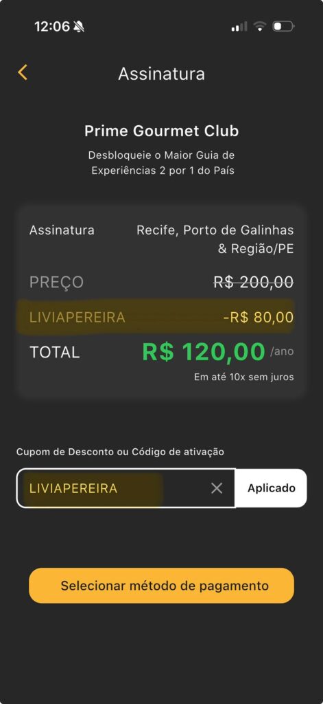 Prime Gourmet cupom LIVIAPEREIRA para garantir seu desconto na assinatura Prime Gourmet.