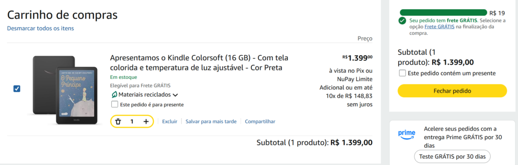 presente Kindle para Dia das Mães