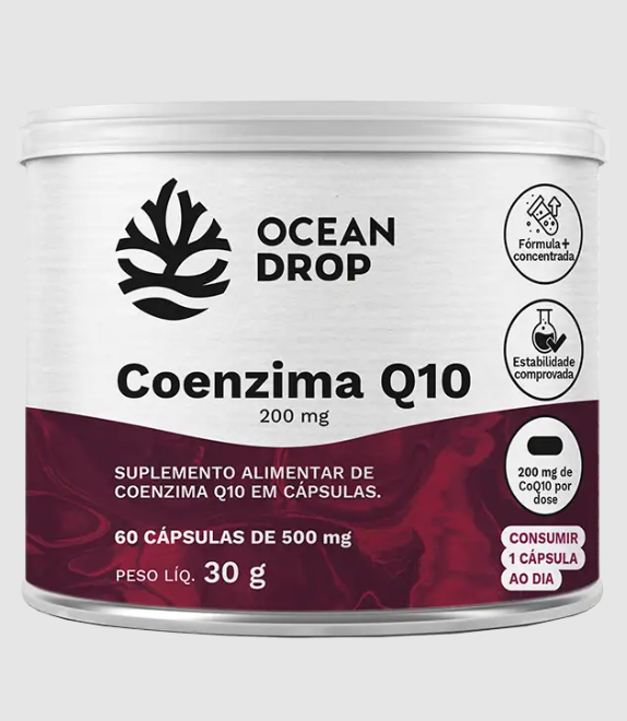 Coenzima Q10 auxilia na produção de energia celular e na proteção contra os danos causados pelo estresse oxidativo.
