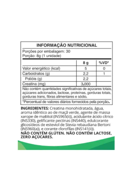 Tabela nutricional do Ocean Drop Creatina