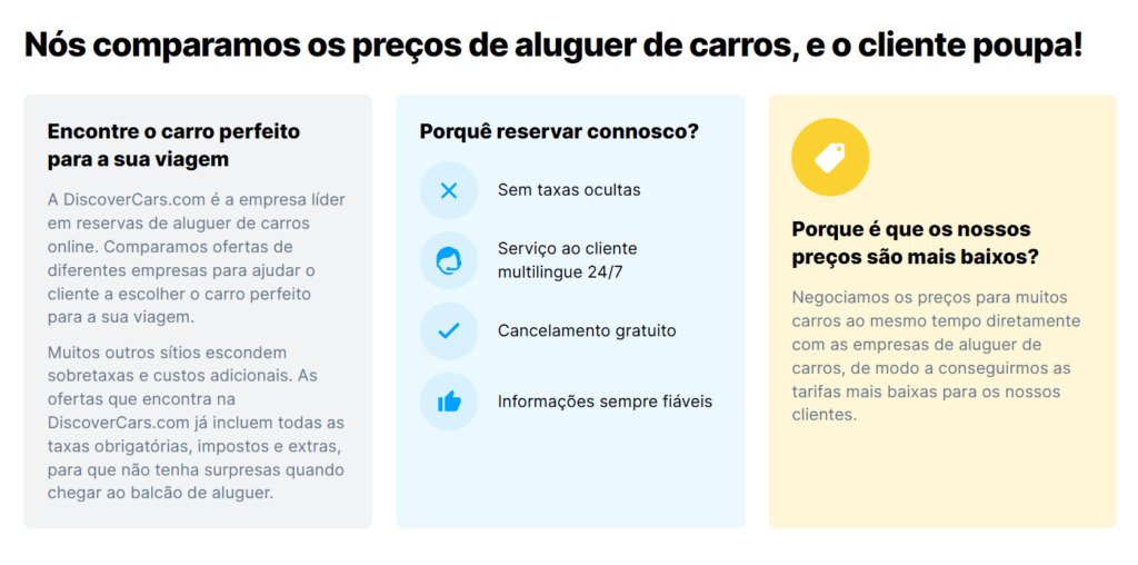 DiscoverCars compara os preços de aluguel de carros - melhor comparador do mercado