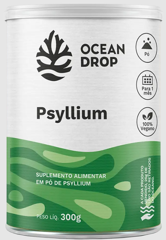 Psyllium Ocean Drop ajuda no funcionamento do intestino, sensação de saciedade, equilíbrio da microbiota e controle do colesterol.