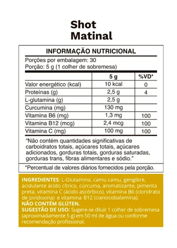 Tabela nutricional do Shot Matinal Ocean Drop
