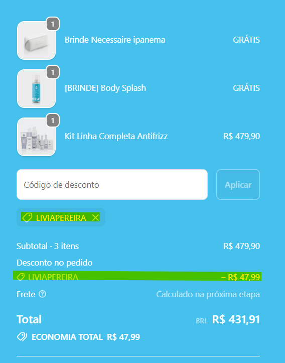 Garanta produtos Hidratei com meu desconto. 