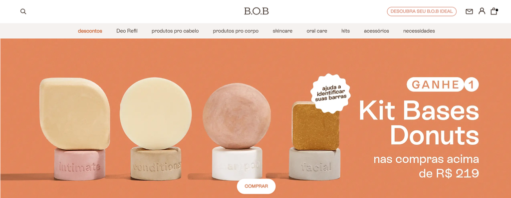 Site BOB com desconto acumulativo com o cupom LIVIAPEREIRA10