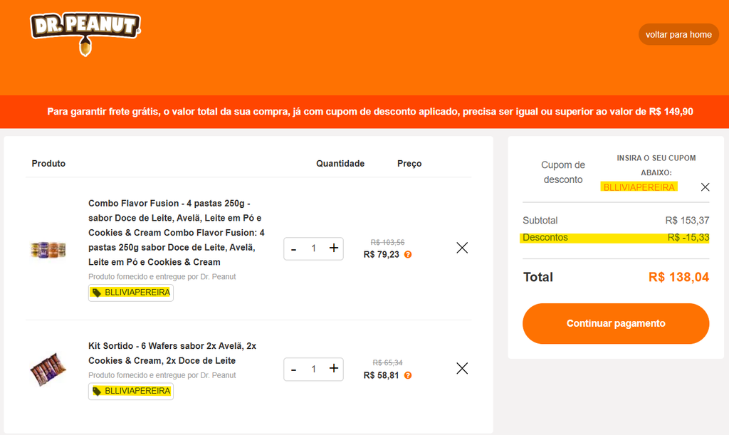 cupom de desconto Dr Peanut