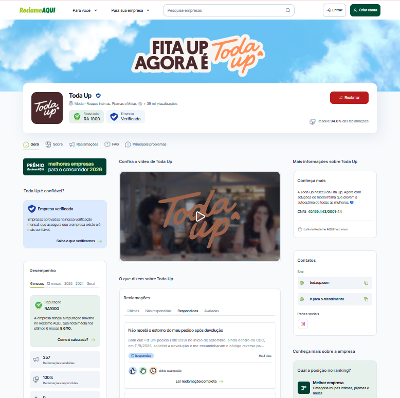 Toda Up é boa? Confira a nota da marca no Reclame Aqui